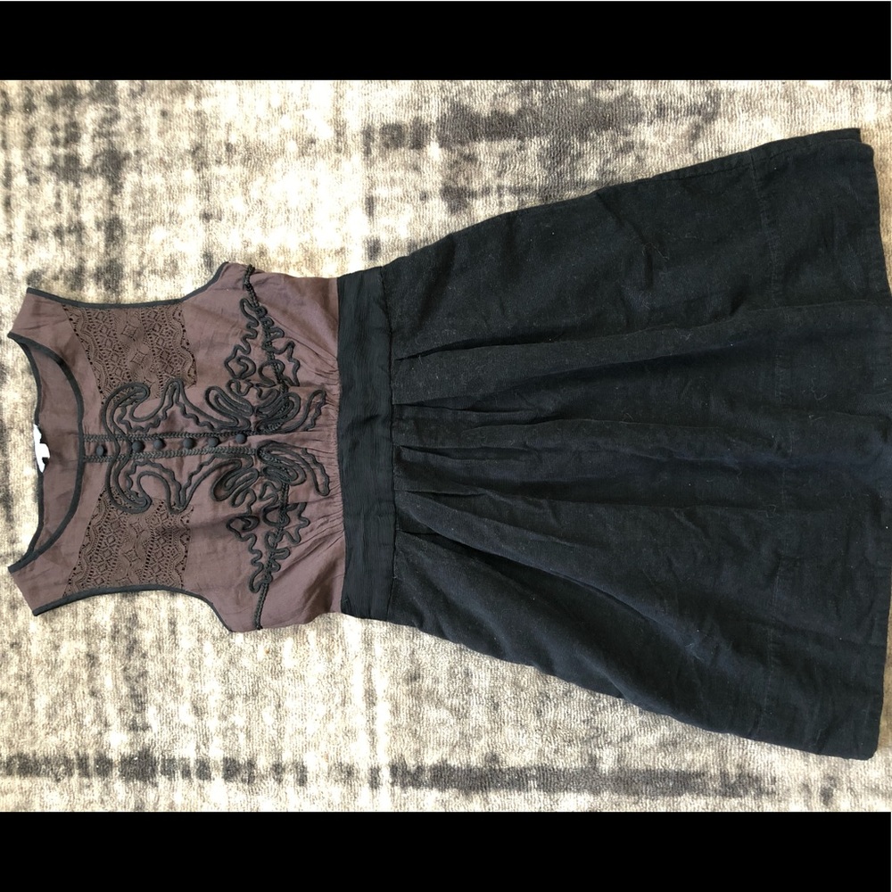 Anthro Leifnotes Embroidered Corduroy Dress